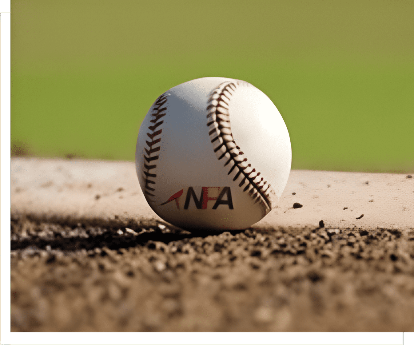 A baseball sitting on top of the dirt.